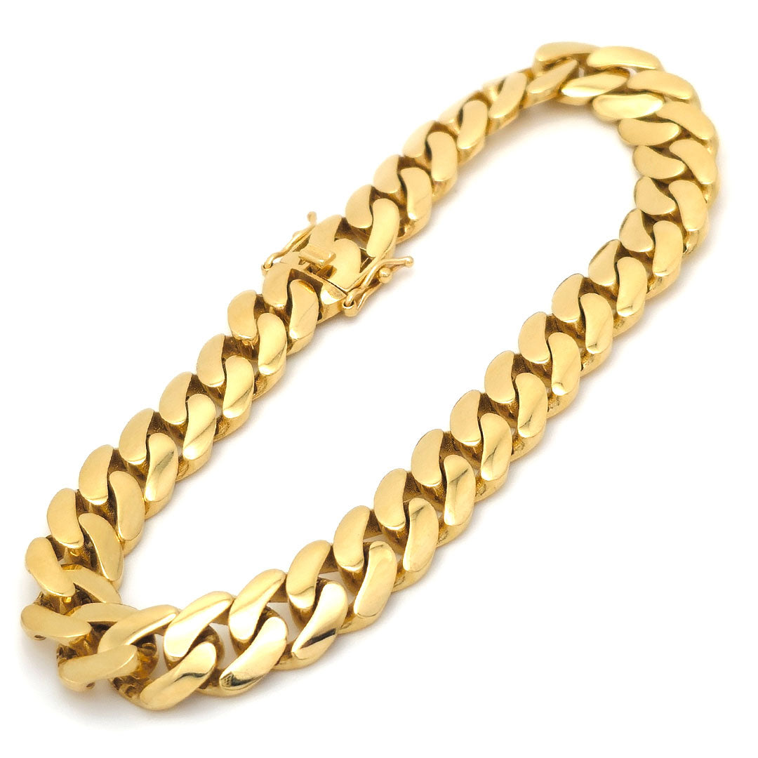 14k Hollow Miami Cuban Link Bracelet 10mm Side